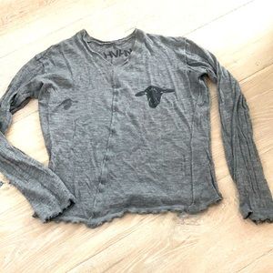 Distressed cashmere top